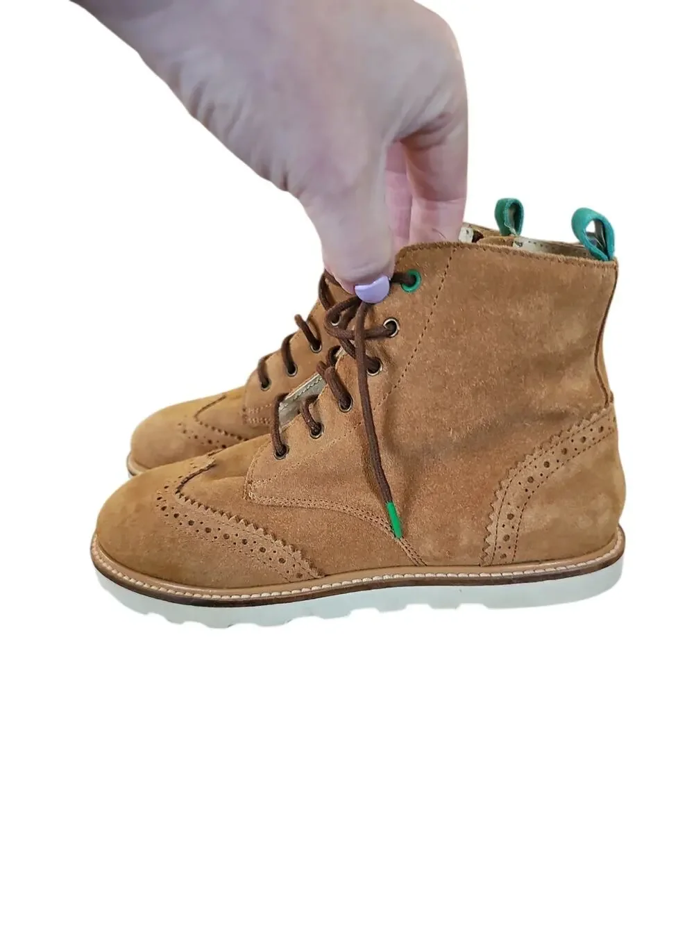 Mini Boden 34 Boys Brown Suede Brogue Boots tan sz 2.5 big boys new